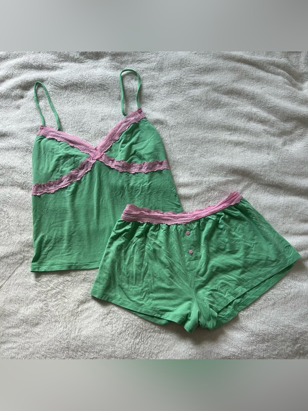 Victoria’s Secret PINK Lounge Modal Lace-Trim Micro Shorts Set